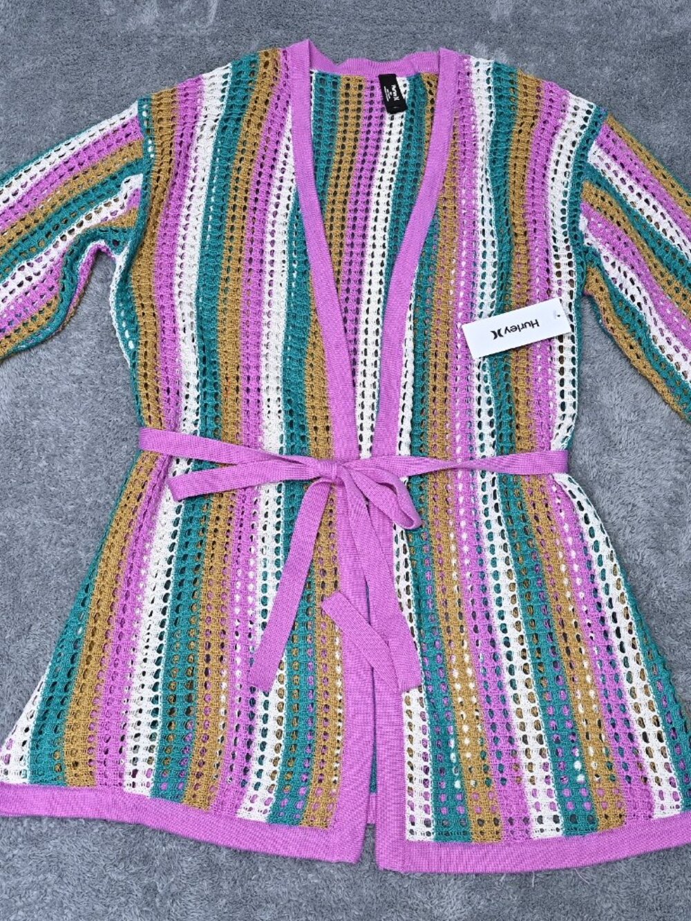 Hurley Crochet Multicolor Beach Swim Kimono Cover-Up Size M/L NWTS - Picture 2 of 16